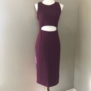 Gianni bini burgundy dress cutout cable knit small